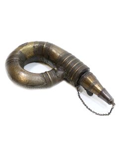 Fancy Chiselled Brass Mounted Oriental Powder Flask