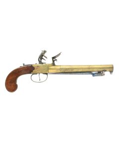 Large 25 Bore Flintlock Boxlock Pistol With Spring Bayonet by Nicholson