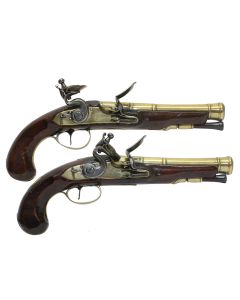 Pair Of Brass Barrelled Flintlock Blunderbuss Pistols