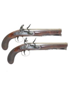 Pair of 15 Bore Flintlock Belt Pistols By Hampton