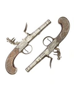 Pair of 54 Bore Flintlock Boxlock Pocket Pistols by Perry of London, 