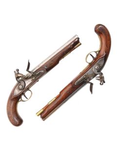 Pair of Flintlock Pistols by H. Nock of London, 16 Bore